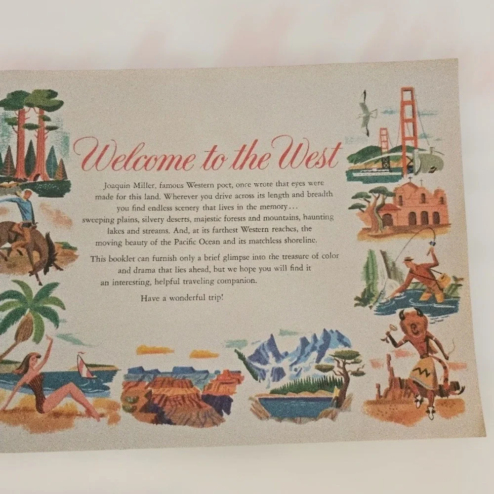 VTG Chevron Scenic West Travel Guide Trail Brochure Standard‎ Oil Map 1950s Gas